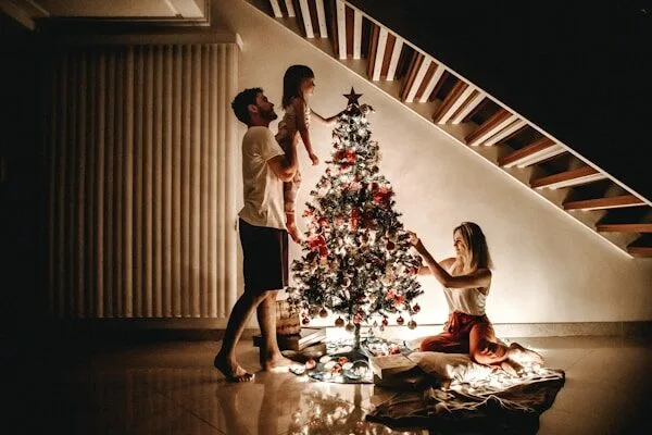 Family with special needs child celebrating holiday together at home