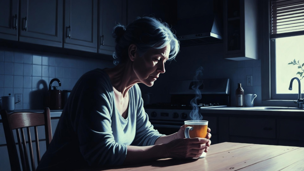 A special needs mom sitting alone late at night — a powerful visual representation of caregiver burnout and exhaustion