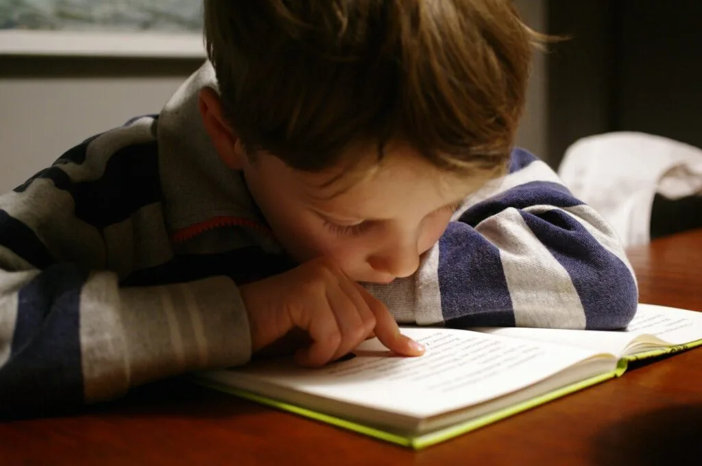 twice exceptional gifted child reading and learning with focus