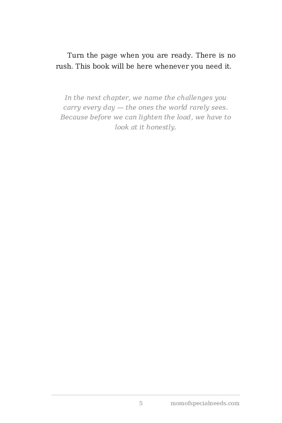 Sample page 5 from Finding Your Path: A Guide to Self-Care for Mothers of Special Needs Children