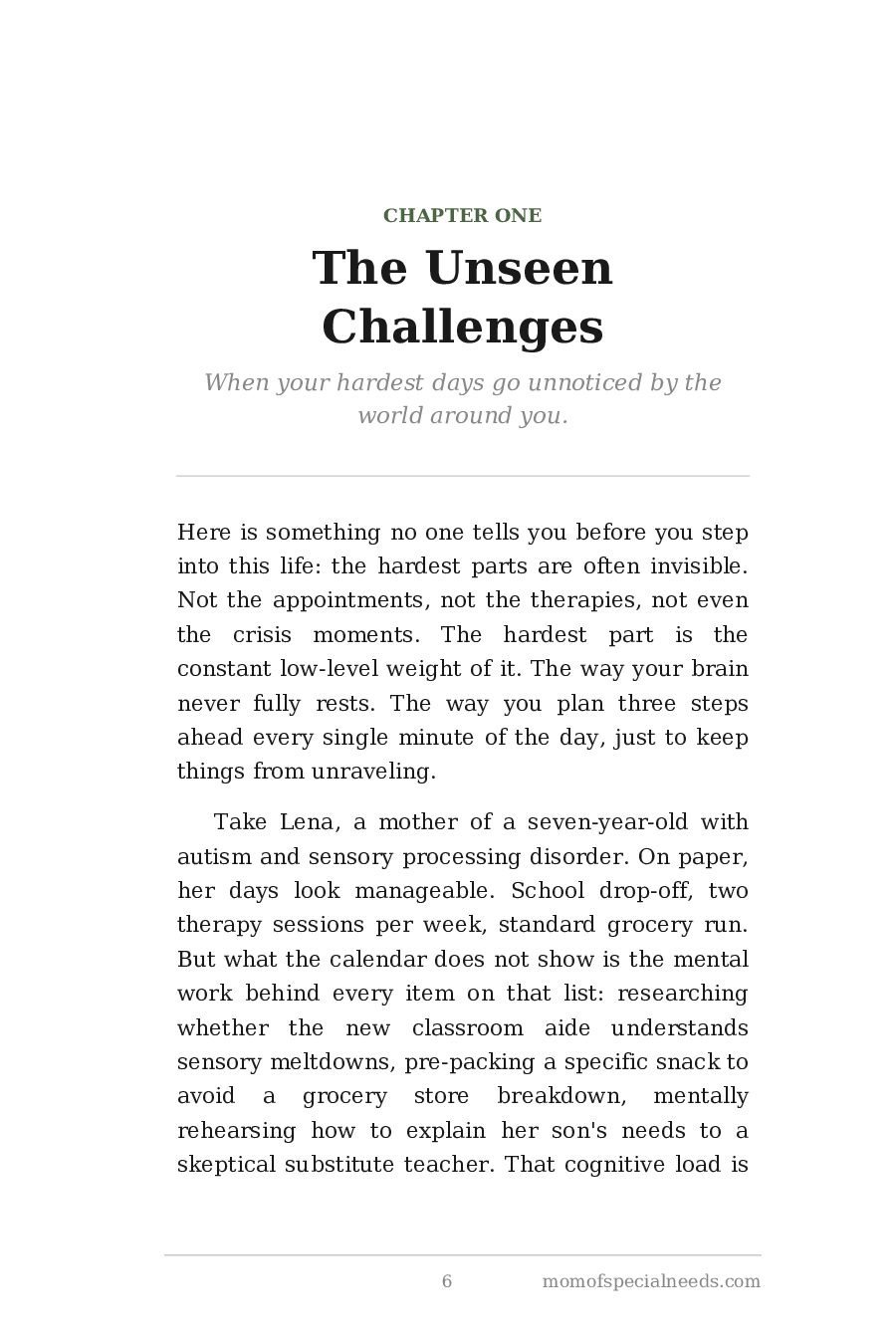 Sample page 6 from Finding Your Path: A Guide to Self-Care for Mothers of Special Needs Children