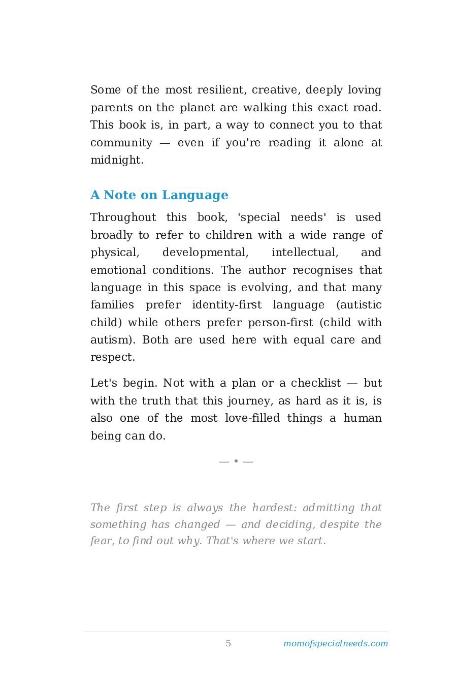 Sample page 5 from Love Without Limits: Understanding the Emotional Journey of Special Needs Parenting