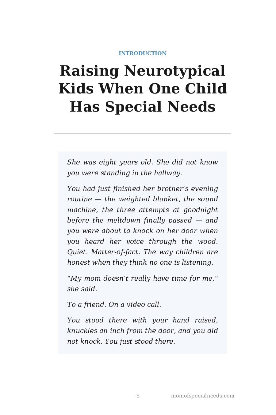 Sample page 5 from Siblings Matter: Raising Neurotypical Kids When One Child Has Special Needs
