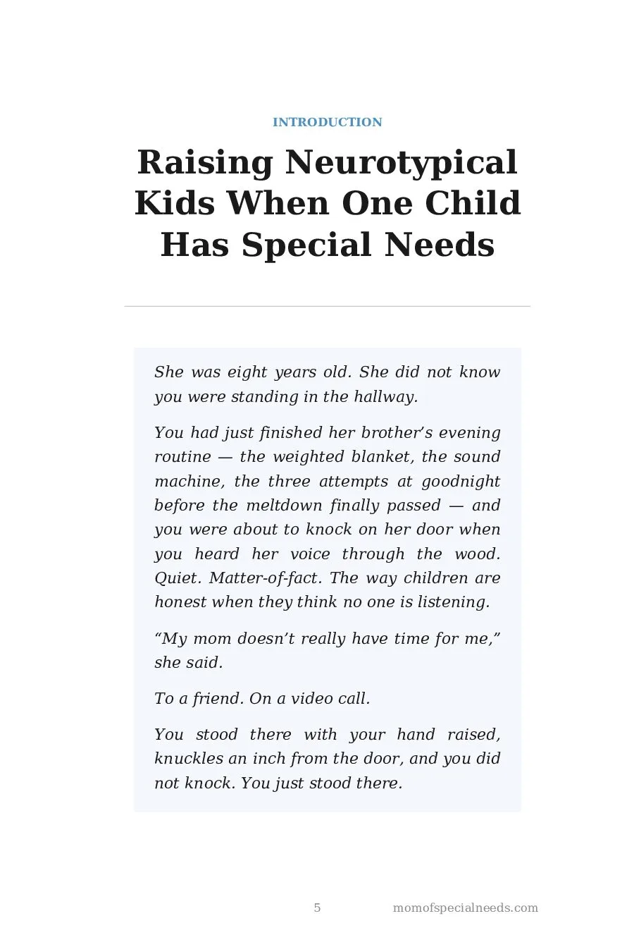 Sample page 5 from Siblings Matter: Raising Neurotypical Kids When One Child Has Special Needs