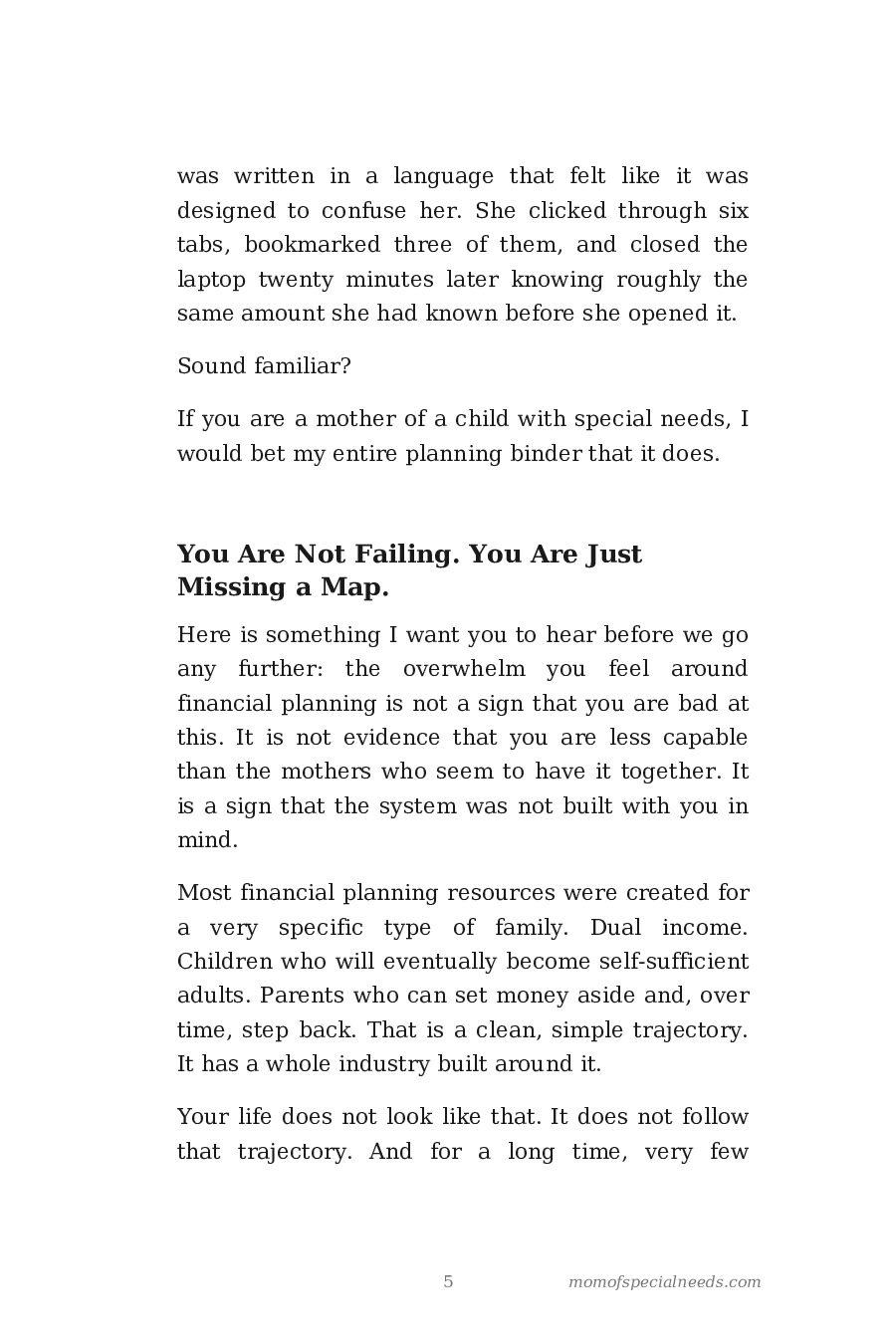 Sample page 5 from The Special Needs Mom's Financial Planning Blueprint